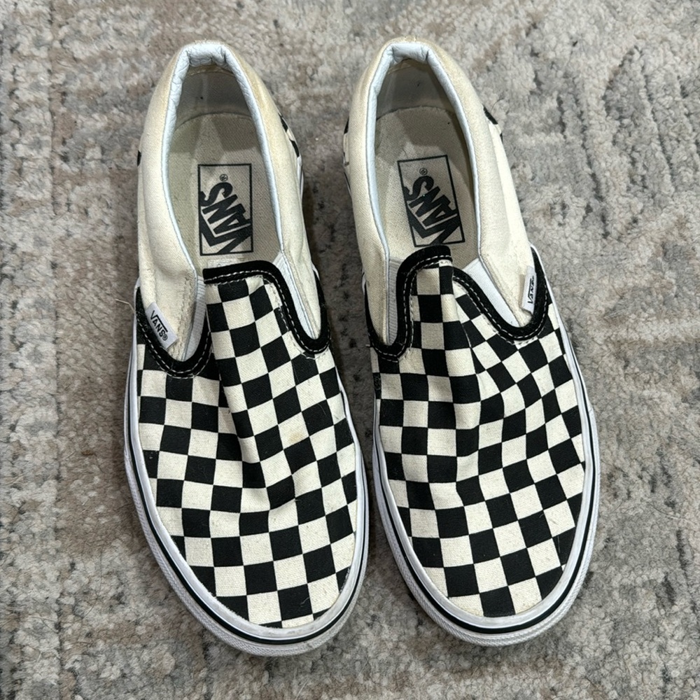 Checkered slip on vans